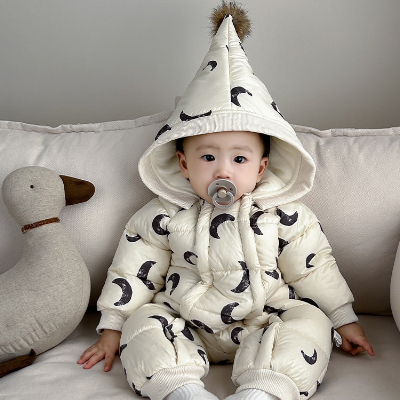 Baby Cute Full-printed Moon Sandwich Thickened Cotton Romper