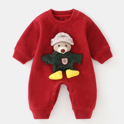 Baby Cute Padded 3D Bear Long Sleeve Romper