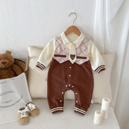 Baby Boy Cute Bear Tie  Romper