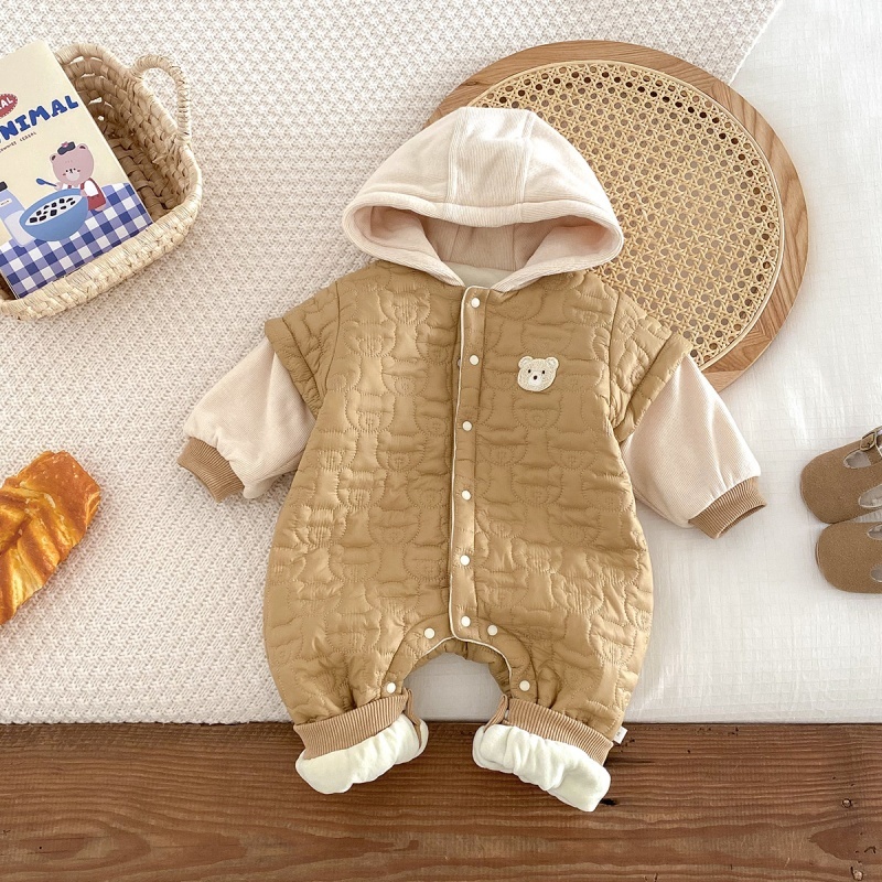 Baby Cute Bear Hooded Cotton Romper