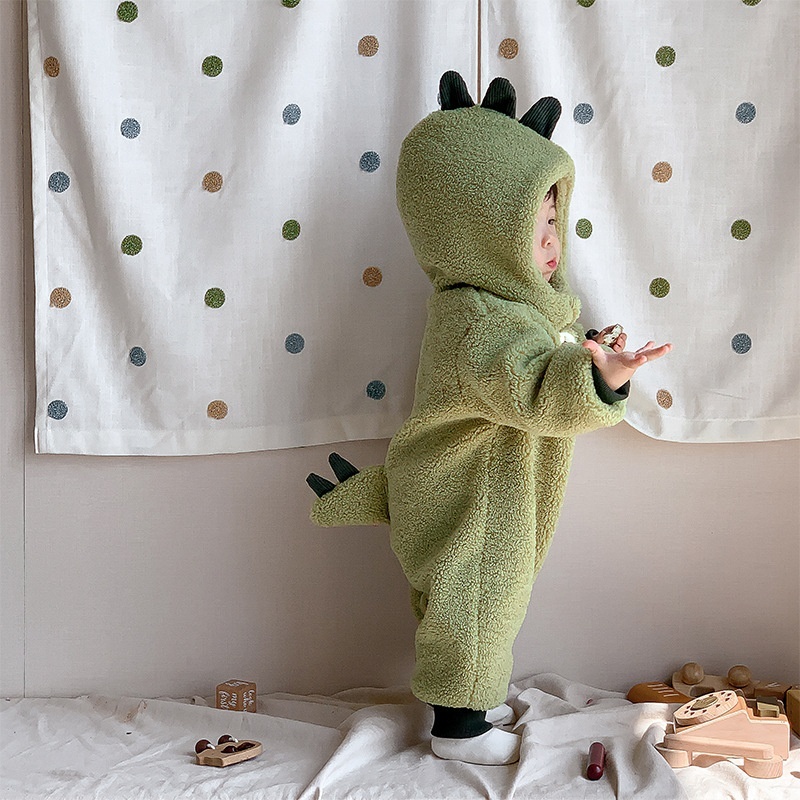 Baby Cute Embroidered Dinosaur Long Sleeve Romper