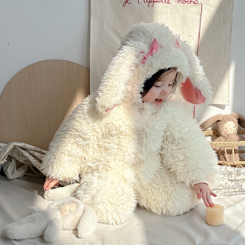 Baby Girl Cute LCute Bunny Fluffy With Hat Romper