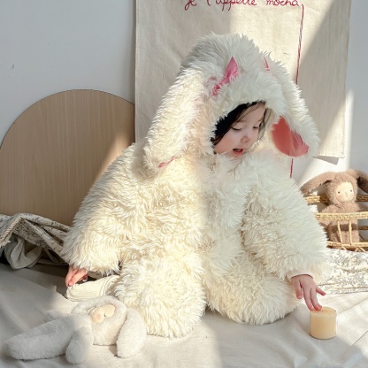 Baby Girl Cute LCute Bunny Fluffy With Hat Romper