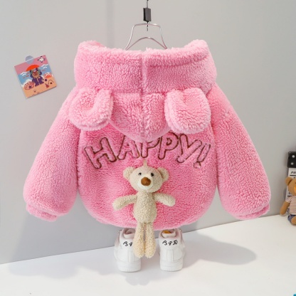 Baby Cute Bear Hooded Thickened Plush Top