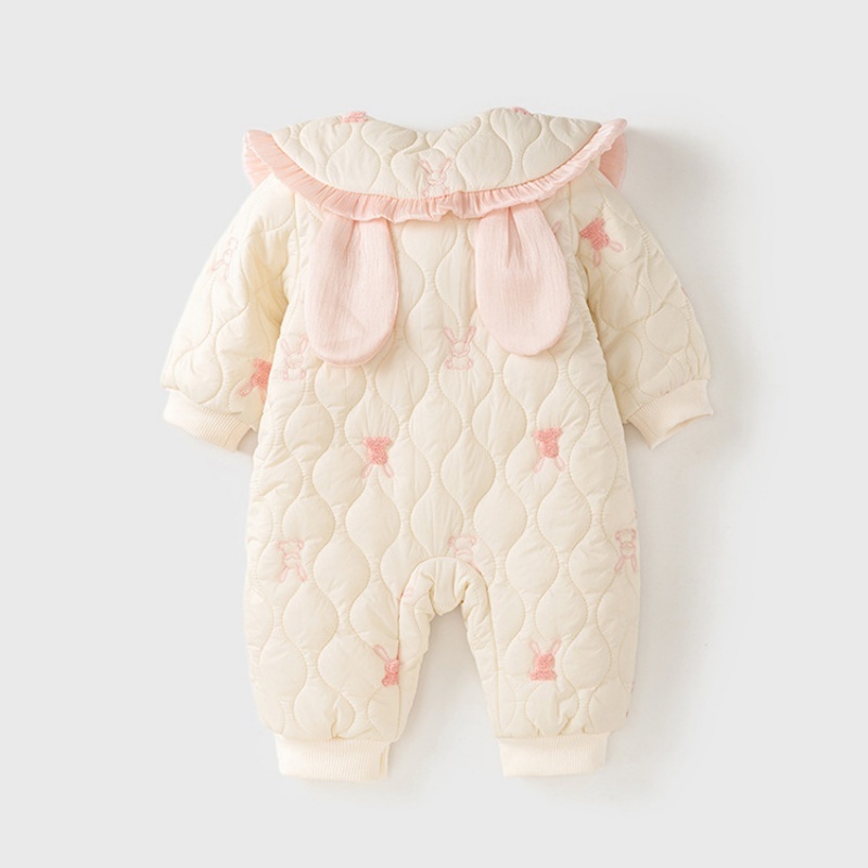 Baby Girl Cute Rabbit Princess Lapel Cotton Thickened Romper