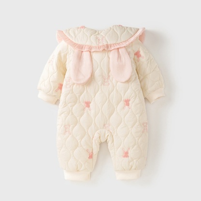 Baby Girl Cute Rabbit Princess Lapel Cotton Thickened Romper