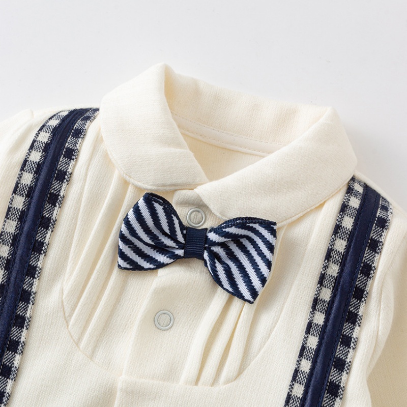 Baby Boy Little Lion Handsome College Style Bow Tie Romper