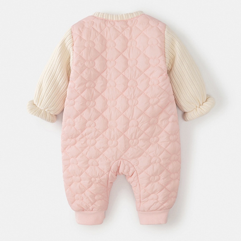 Baby Girl Cute Bunny Love Pocket Thickened Fake Two Pieces Romper