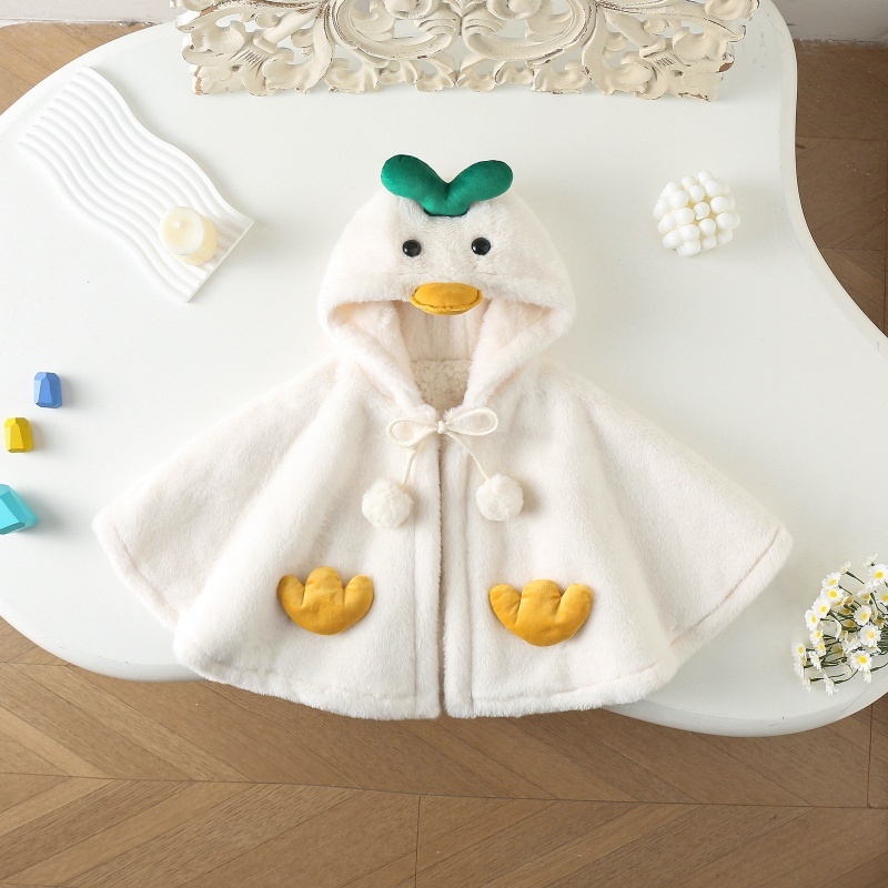 Baby Girl Padded and ThickenedCartoon Duck Poncho Top
