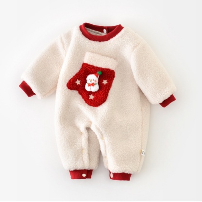Baby Girl/Boy Thickened Christmas Cartoon Romper