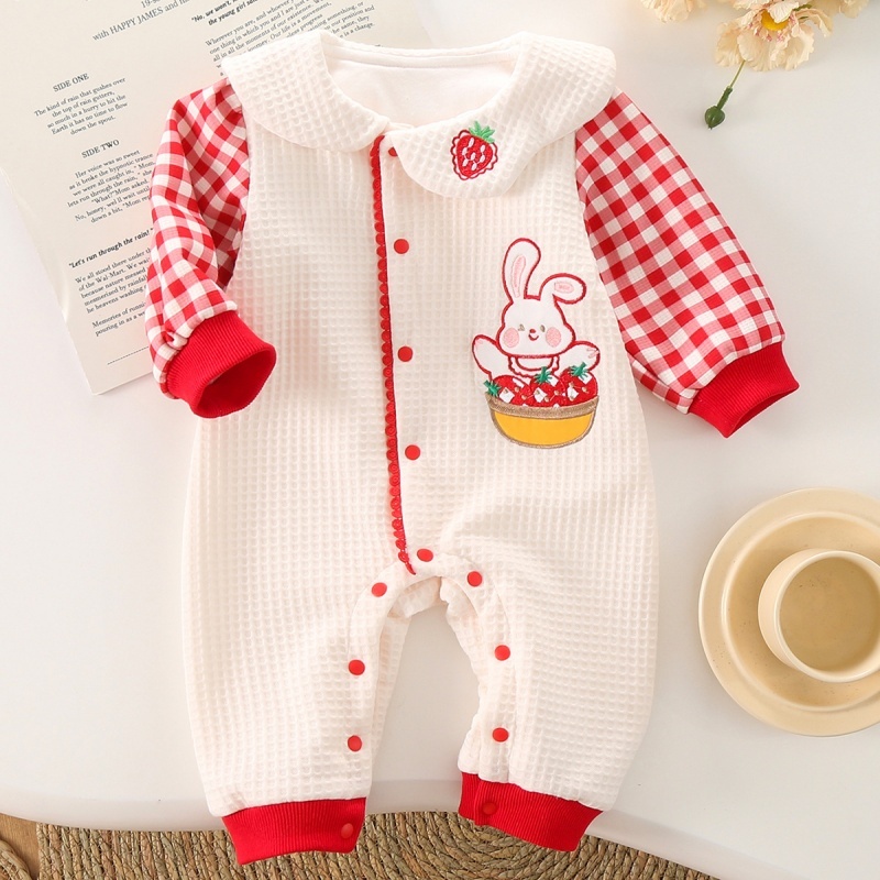 Baby Girl Cute Bunny Strawberry Romper