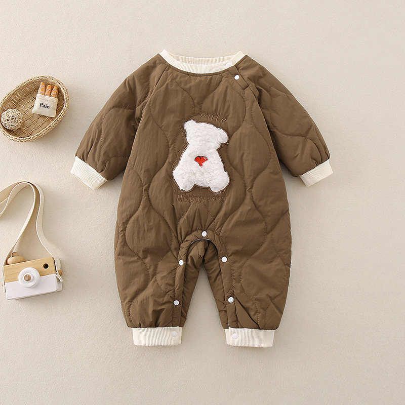 Baby Girl Cute Fluffy Rabbit Padded Fleece Double Layer Long Sleeve Ro