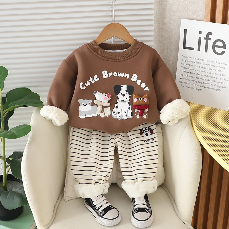 Baby Girl Cute Fluffy Rabbit Padded Fleece Double Layer Long Sleeve Ro