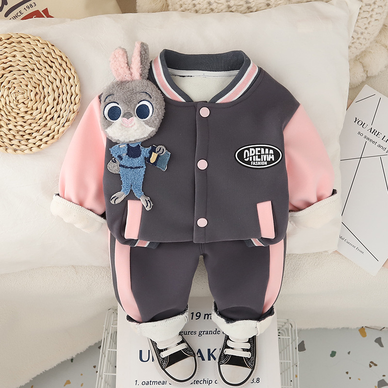 2pcs Baby Girl Cute Cartoon Baseball Suit Set