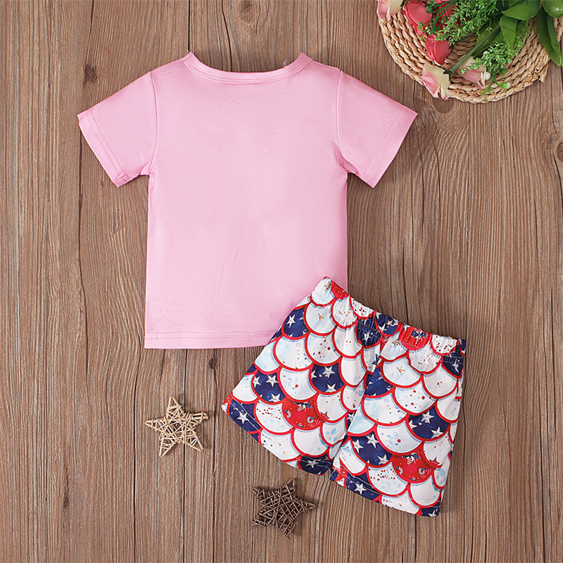 2pcs Baby Girl Fishscale Ice cream Pattern T-shirt with Pant Set