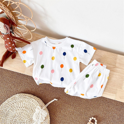 2pcs BabyBoy Colourful Balloons T-shirt with Pant Set