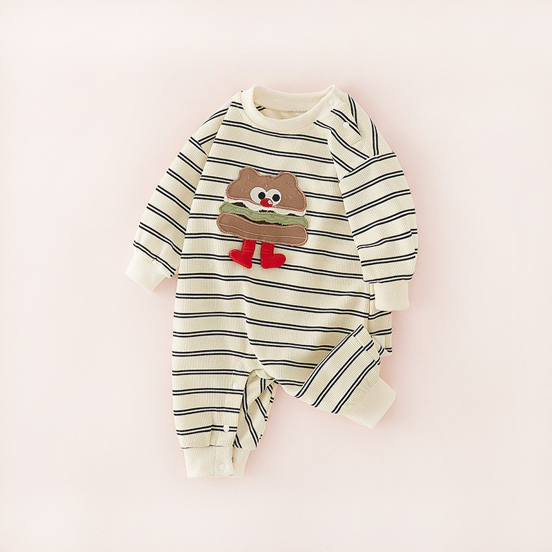 Baby Boy Cute Cartoon Stripes Romper