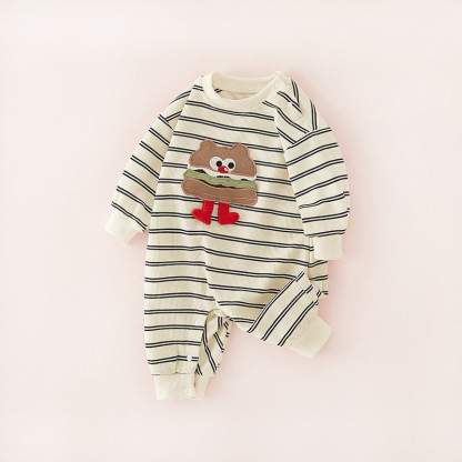 Baby Boy Cute Cartoon Stripes Romper