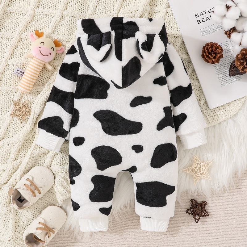 Baby Boy Cute Black And White Cow Romper