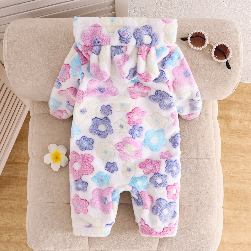 Baby Girl Colourful Floral Flannel Romper