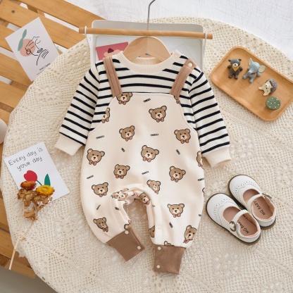Baby Boy Fake Two Bear Padded Romper