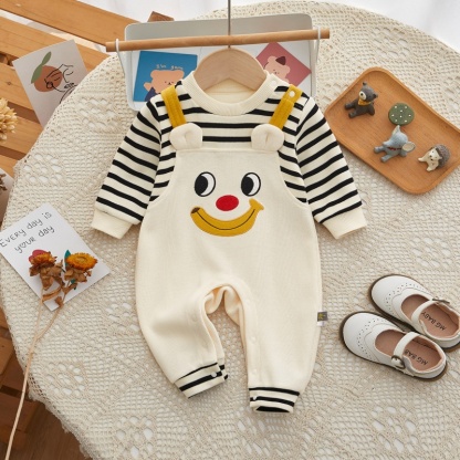 Baby Boy Big Eyes Stripe Fake Two Romper