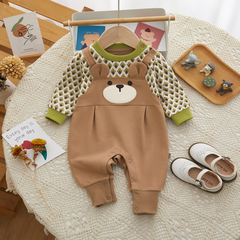 Baby Boy Eared Bear Ringer Romper