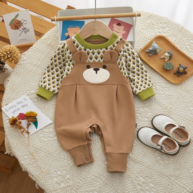 Baby Boy Eared Bear Ringer Romper