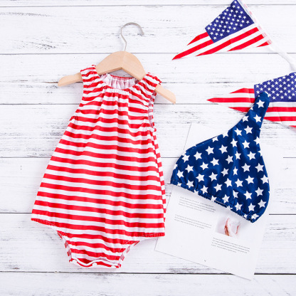 Baby Girl Red and White Stripes Bodysuit with Hat