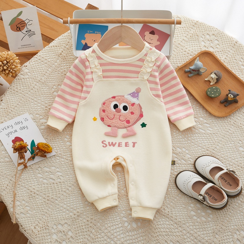 Baby Girl Eggplant Party Stripes Romper