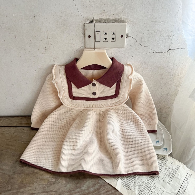 Baby Girl Cute Doll Neck Sweater Dress