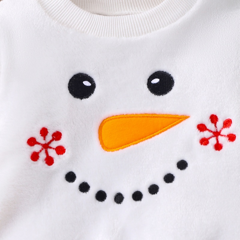 2pcs Baby Girl/Boy Christmas Snowman Crew Neck Sweatshirt and Pants Set