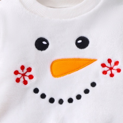 2pcs Baby Girl/Boy Christmas Snowman Crew Neck Sweatshirt and Pants Set
