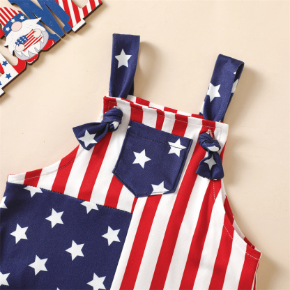 Baby Girl American Independence Day Striped Stars Bodysuit