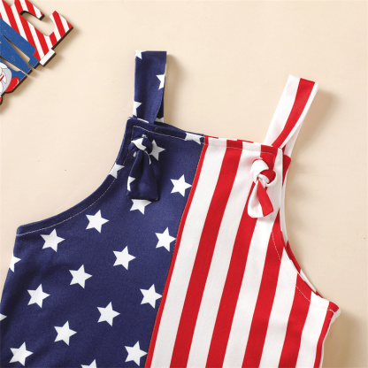 Baby Girl American Independence Day Fag Pattern Bodysuit