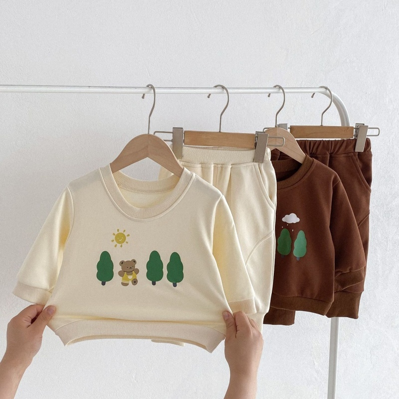 2pcs Baby Girl/Boy Great Bear Tree Sweatshirt Long Sleeve Set