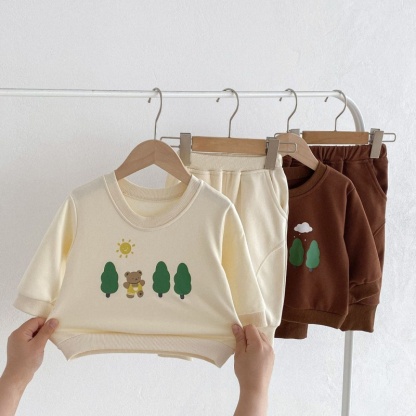 2pcs Baby Girl/Boy Great Bear Tree Sweatshirt Long Sleeve Set