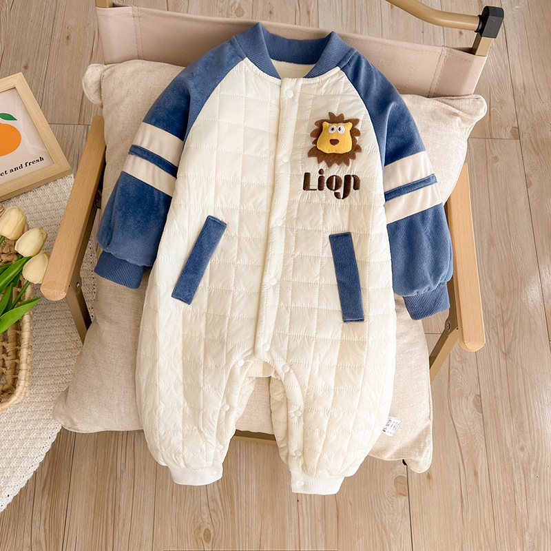 Baby Boy Thickened Padded Cute Lion Romper