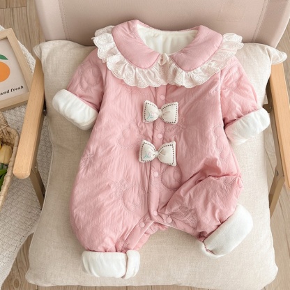 Baby Girl Princess Style Super Cute Butterfly Thickening Romper