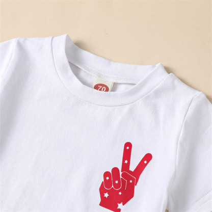 2pcs Baby Boy/Girl Independence Day Reversible Print T-shirt with Pant Set