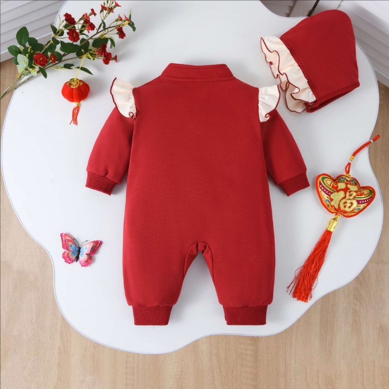 Baby Girl Chinese Style Butterfly Romper with Hat 