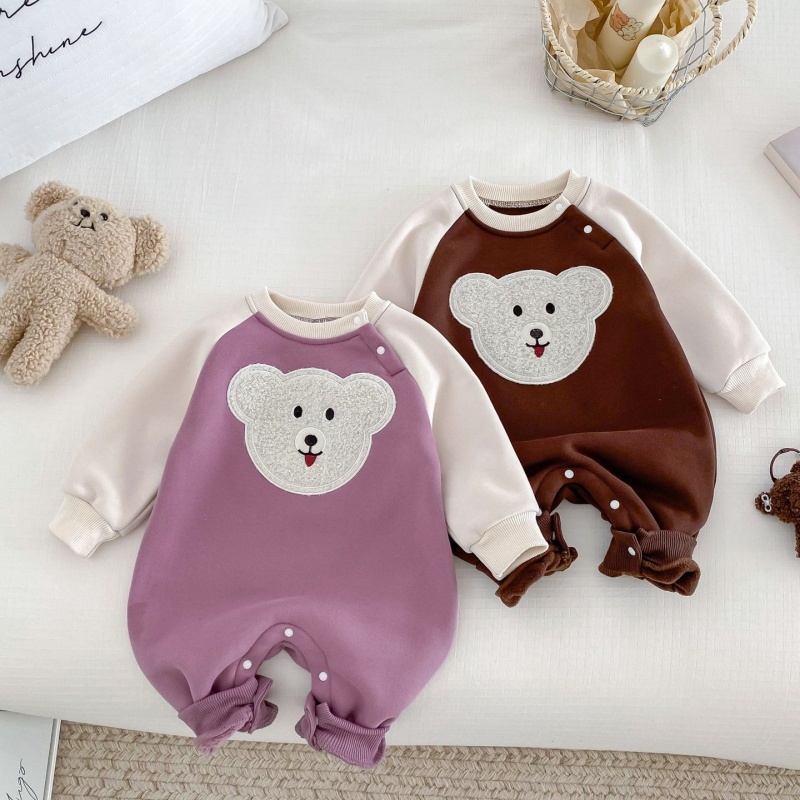 Baby Girl/Boy Colorblocking Bear Long Sleeve Romper