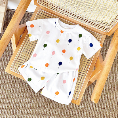 2pcs BabyBoy Colourful Balloons T-shirt with Pant Set
