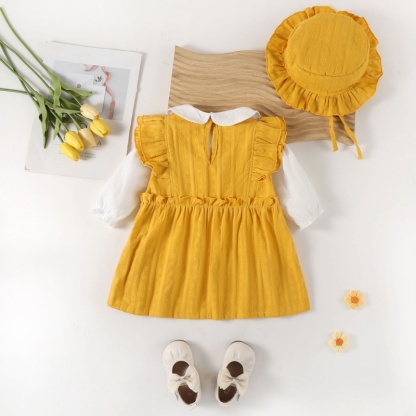 2pcs Baby Girl Long Sleeve Tulip Dress with Hat