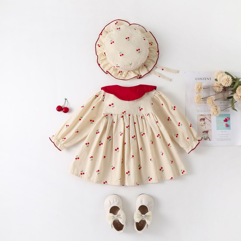 Baby Girl Long Sleeve Printed Chelsea Dress with Hat