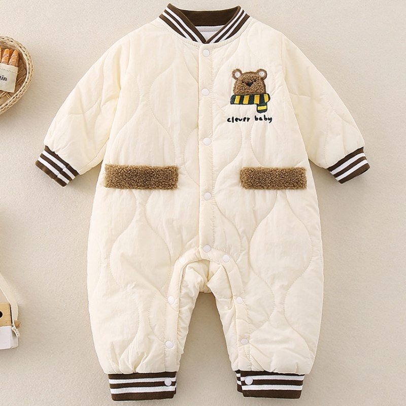 Baby Girl/Boy Long Sleeve Cotton Scarf Bear Romper