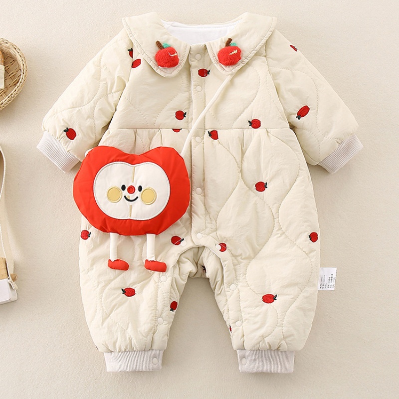 Baby Girl Clip Cotton Cute Strawberry Romper with Bag