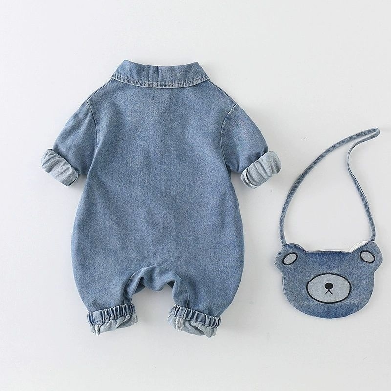 Baby Boy Soft Cowboy Cute Bear with Bag Romper