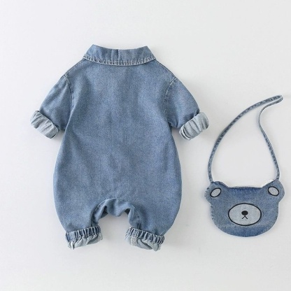 Baby Boy Soft Cowboy Cute Bear with Bag Romper