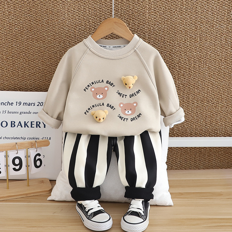 2pcs Baby Boy Long Sleeve Cubby Bear Set